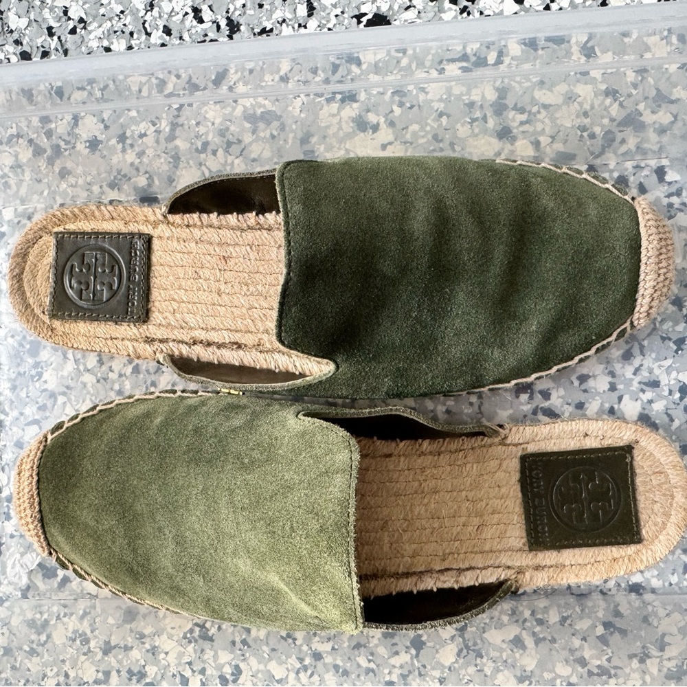 Tory Burch Green Suede Espadrilles